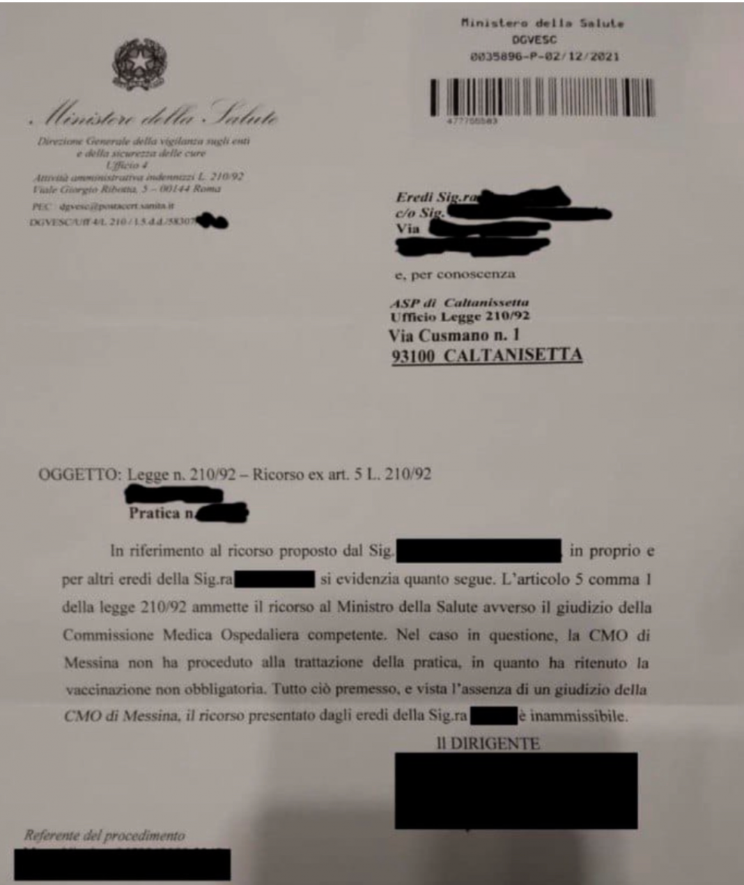 Ministerul Sănătății din Italia, mesaj pentru o familie după moartea unei femei după vaccinare: Vaccinul nu este obligatoriu și tu ai ales să faci injecția voluntar