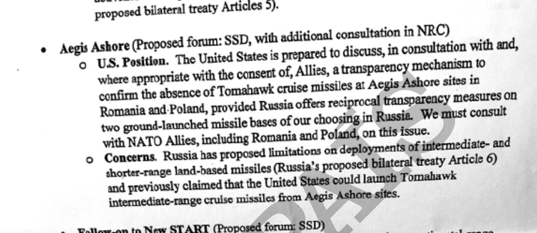 DOCUMENT STRICT SECRET: America a transmis Rusiei că nu va amplasa rachete Tomahawk în România