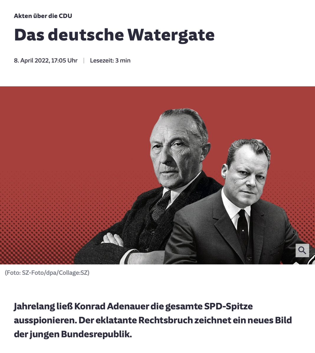 UN WATERGATE GERMAN: Poliția Politică a lui Konrad Adenauer