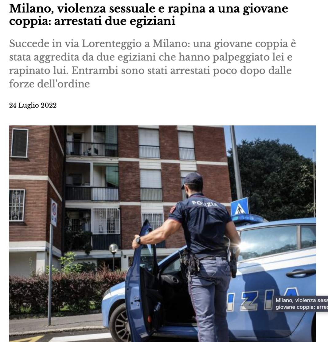 Revoltă la Milano după ce un cuplu de români a fost jefuit, iar femeia agresată sexual în fața iubitului ei de 2 egipteni