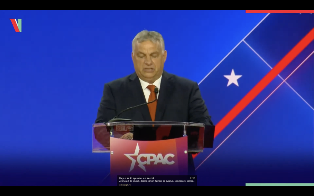 Viktor Orbán la reuniunea conservatorilor americani: Progresiştii de astăzi încearcă să separe civilizaţia occidentală de rădăcinile ei creştine Trebuie să recâștigam controlul instituțiilor de la Bruxelles și Washington