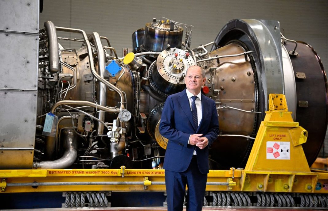 Cancelarul German s-a pozat cu turbina de la Nord Stream 1 rugându-se de ruși să dea drumul la gaze