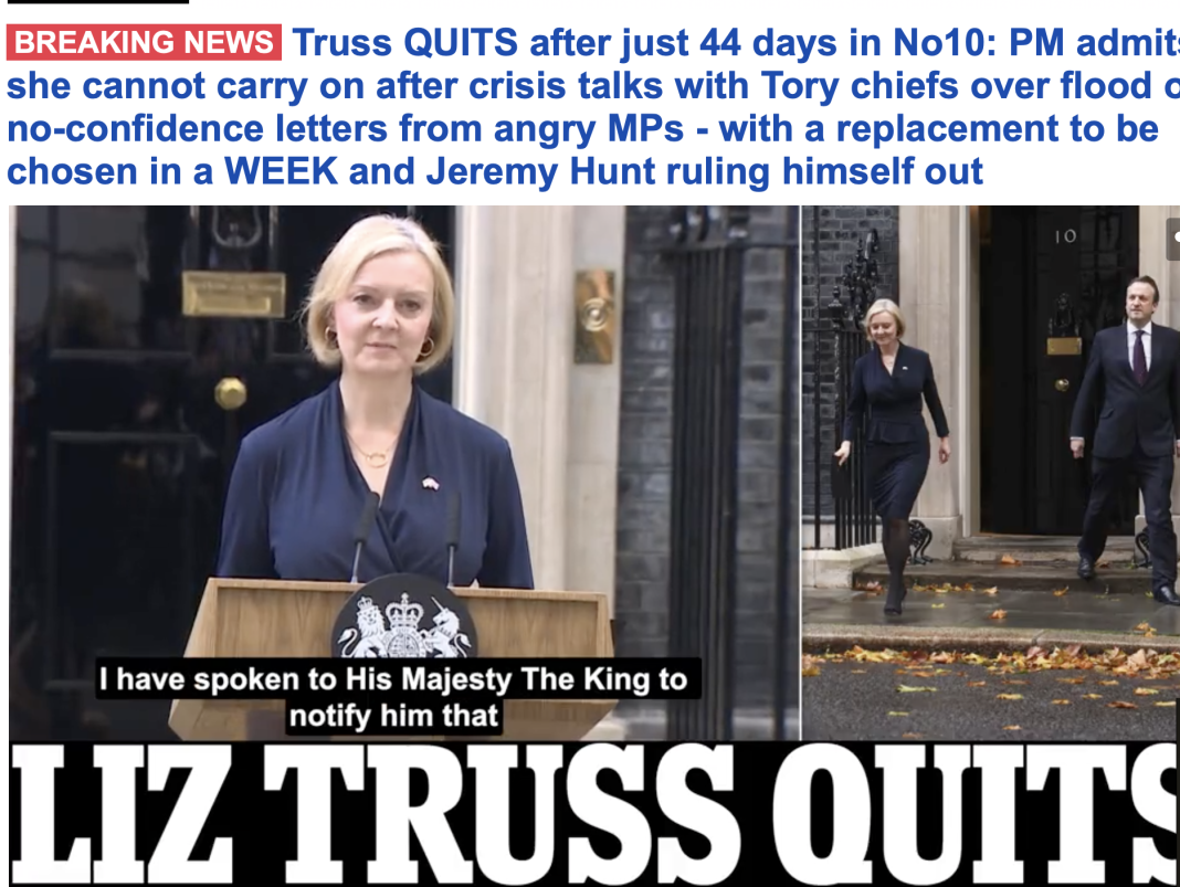 Liz s-a prăbușit în 44 de zile