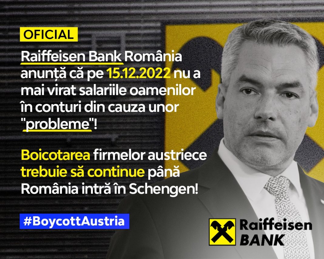 Europarlamentarul Cristian Terheș: Raiffeisen Bank România are probleme cu banii. A anunțat că nu a mai virat pe 15 decembrie salariile în conturile oamenilor