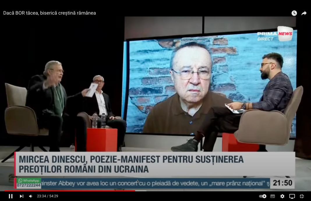 EDITORIAL VIDEO Ion Cristoiu: Mircea Dinescu interzis pe Facebook pentru o poezie despre asuprirea românilor din Ucraina