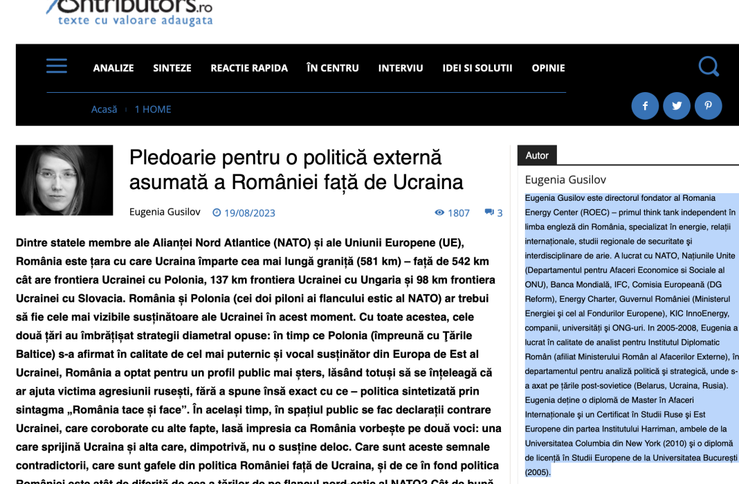 O anume Eugenia Gușilov acuză elitele politice și academice din România că sunt anti-ucrainiene și că încălcarea drepturilor românilor din Ucraina este o „invenție”: Măsurile de contracarare a propagandei rusești trebuie intensificate