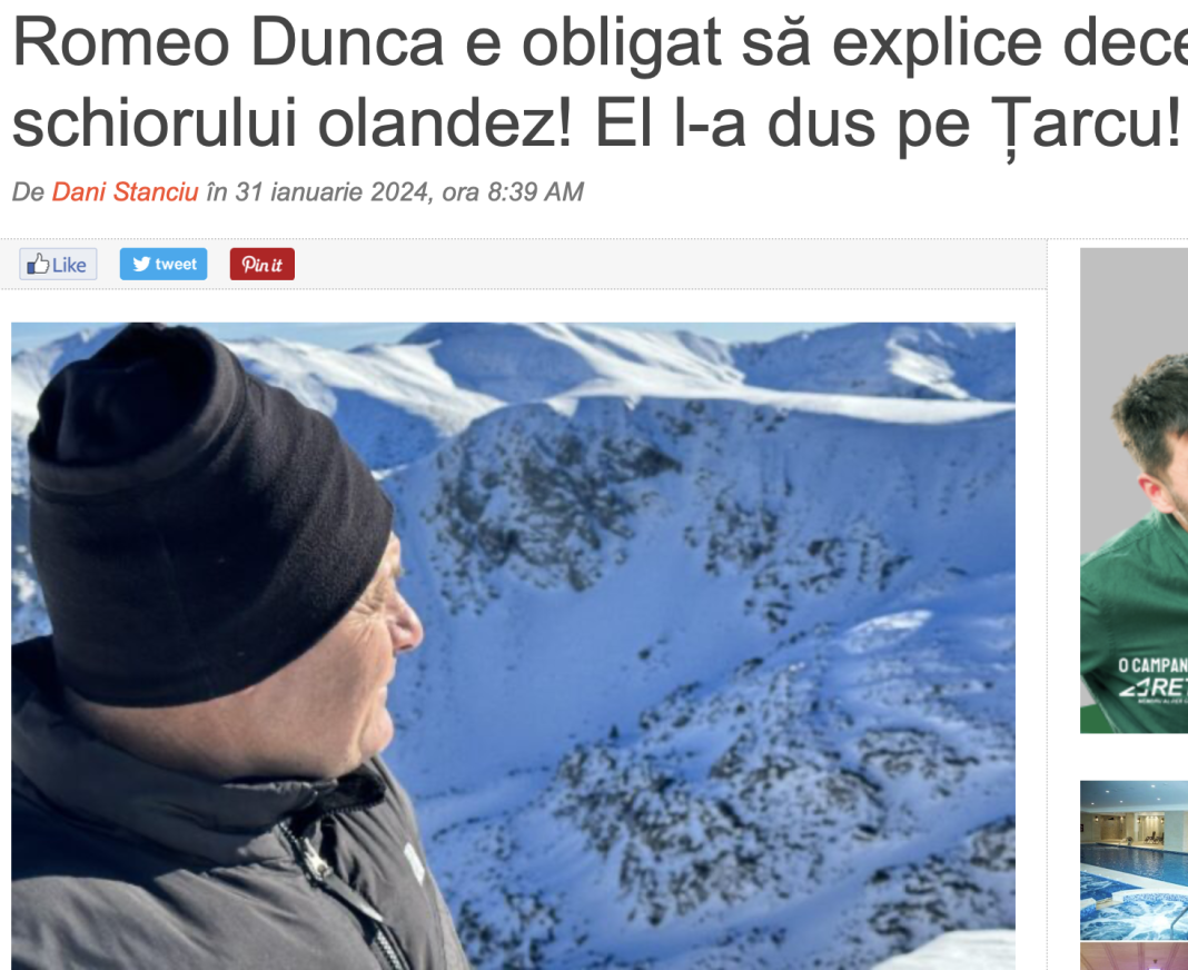 Scandalul skiorului olandez care a fost dus la moarte de șeful CJ Caraș Severin in Munții Țarcu