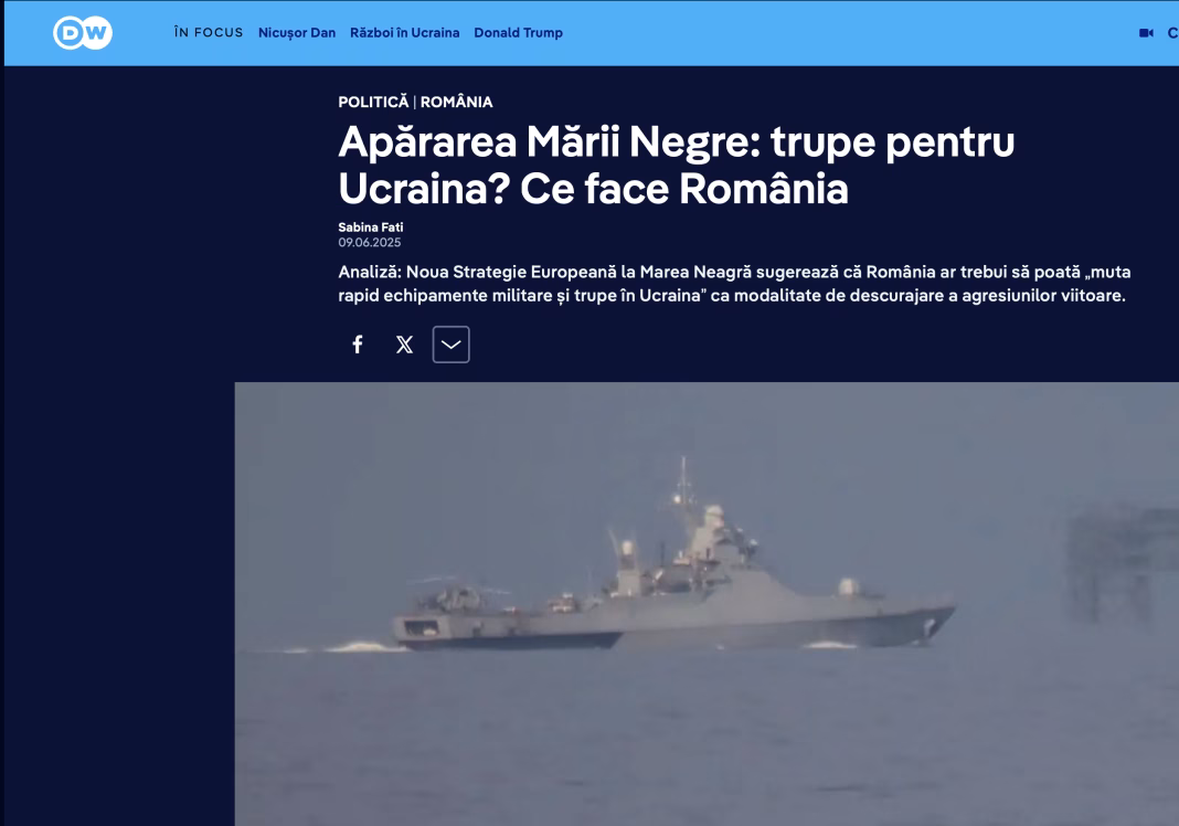 Deutsche Welle: Noua Strategie Europeană la Marea Neagră sugerează că România ar trebui să poată „muta rapid echipamente militare și trupe în Ucraina”
