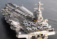 Celebrul portavion american USS Gerald R. Ford nevoit să plece in Creta pentru reparații după ce a fost avariat in războiul din Iran